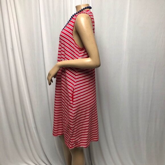 Time and Tru Dress Womens Size Large 12-14 Red White Sleeveless Shift Comfy NEW - Picture 3 of 8